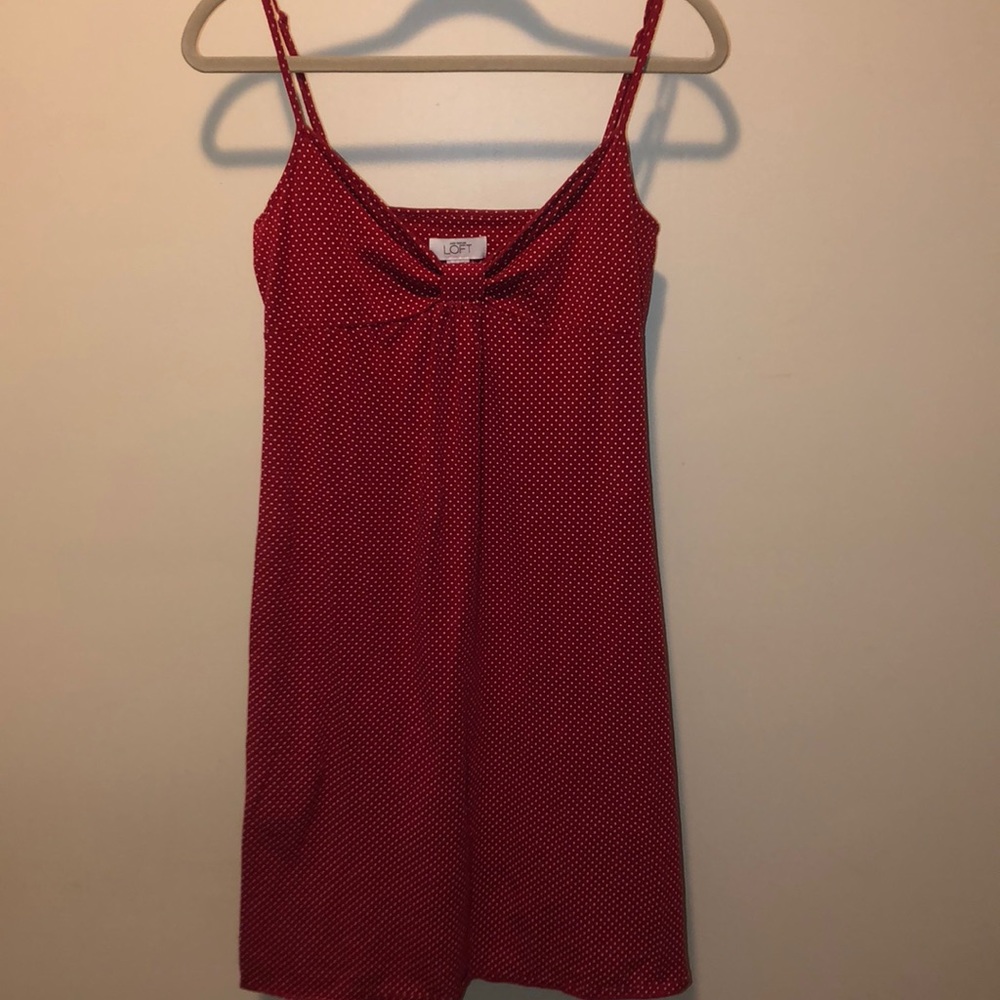 Red polka dotted dress